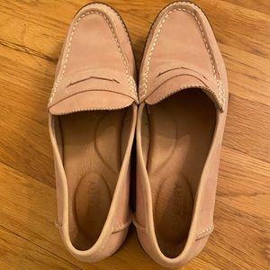Sperry penny loafers in blush pink.